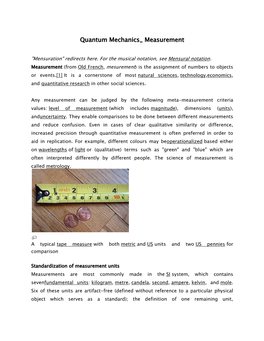 Quantum Mechanics Measurement