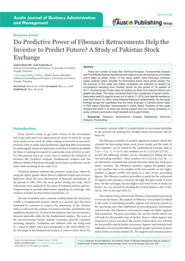 Do Predictive Power of Fibonacci Retracements Help the Investor to Predict Future? a Study of Pakistan Stock Exchange