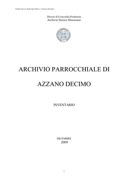 Archivio Parrocchiale Di Azzano Decimo