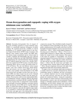 Ocean Deoxygenation and Copepods: Coping with Oxygen Minimum Zone Variability
