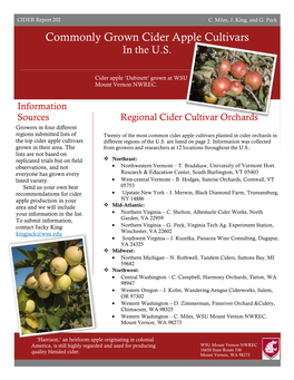 Commonly Grown Cider Apple Cultivars in the U.S