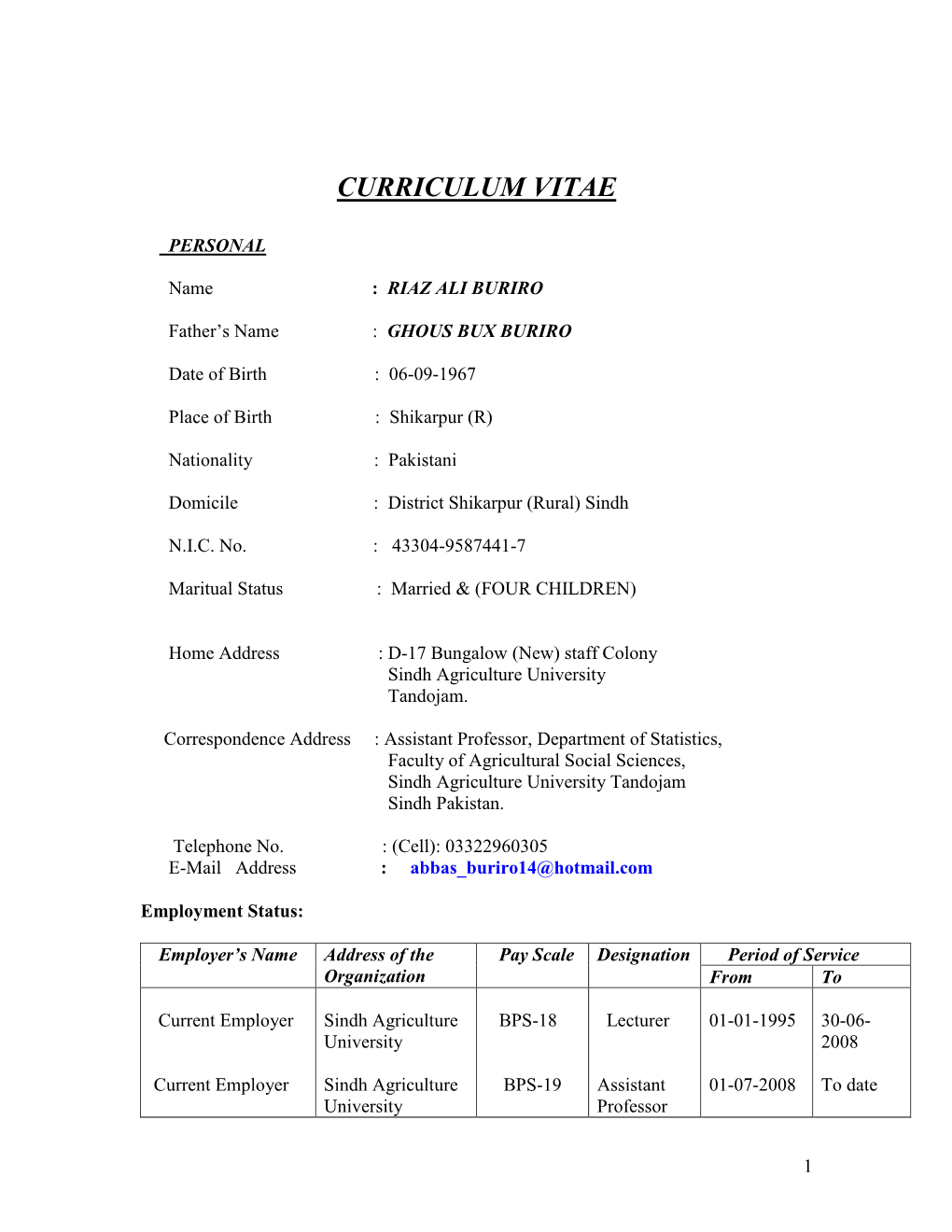 Curriculum Vitae