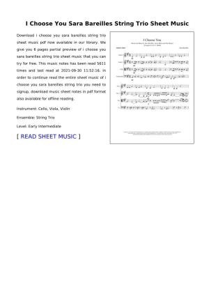 I Choose You Sara Bareilles String Trio Sheet Music