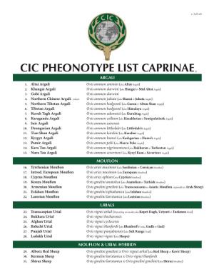 Cic Pheonotype List Caprinae©
