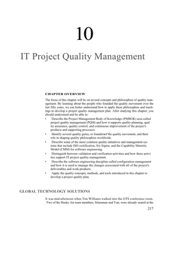 IT Project Quality Management