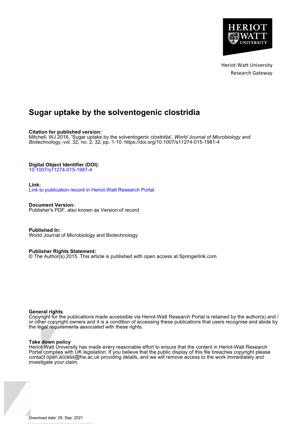 Sugar Uptake by the Solventogenic Clostridia