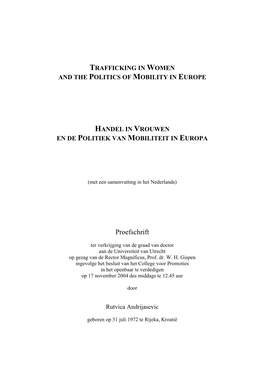 Trafficking in Women and the Politics of Mobility in Europe