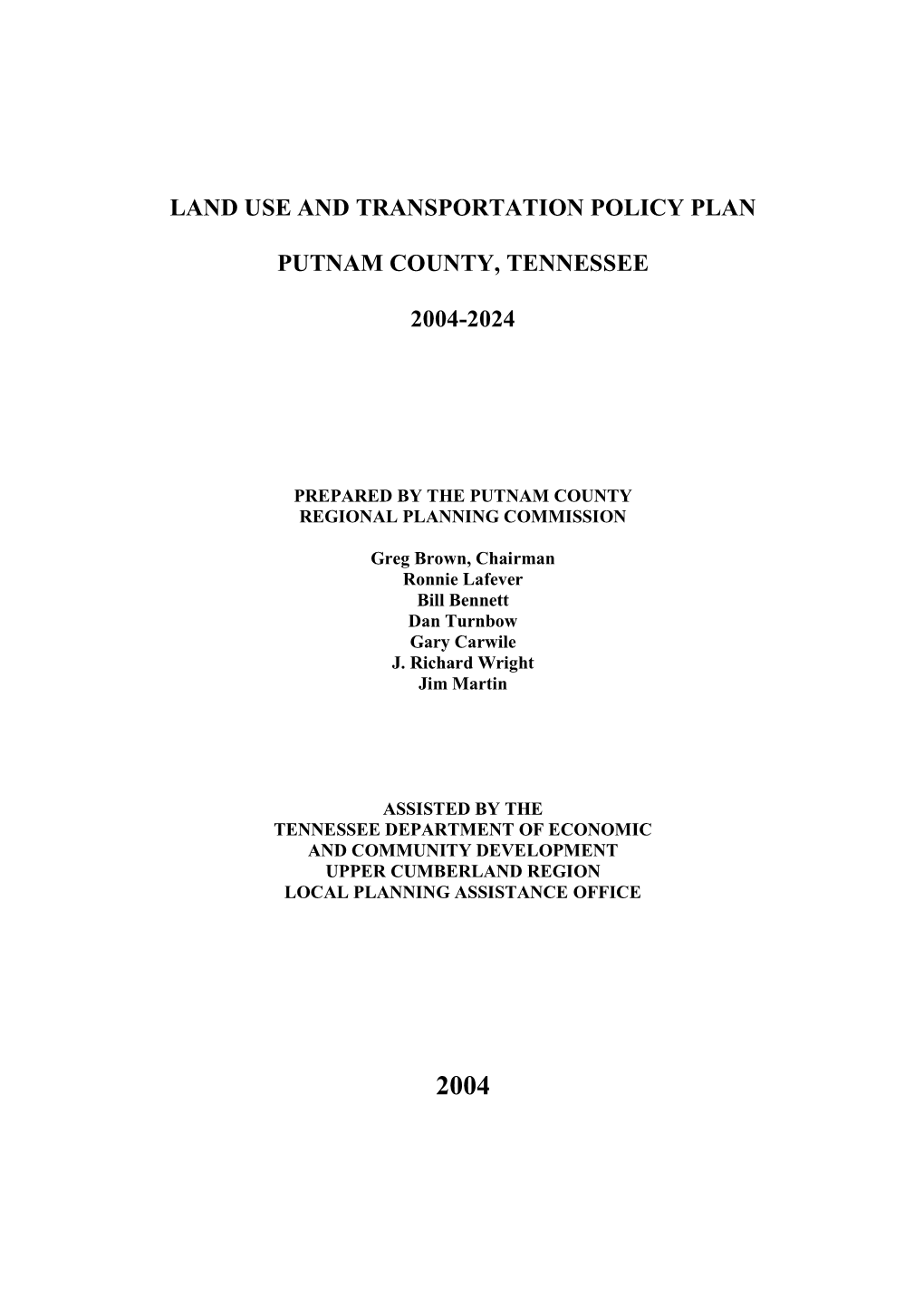 Land Use and Transportation Policy Plan