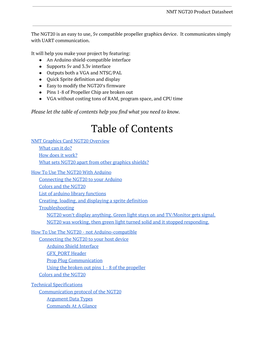 Table of Contents Help You Find What You Need to Know