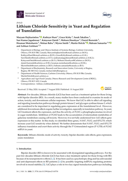 Lithium Chloride Sensitivity in Yeast and Regulation of Translation