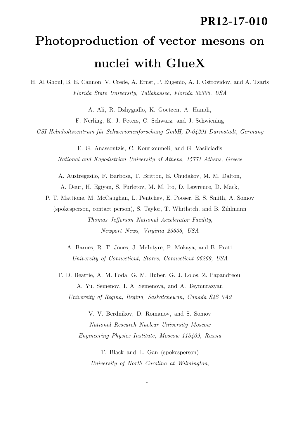 Photoproduction of Vector Mesons on Nuclei with Gluex PR12-17-010