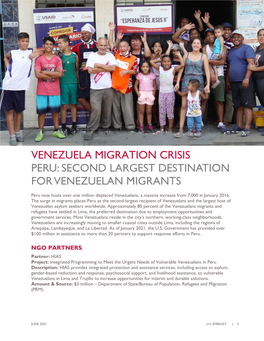 Venezuela Migration Crisis Peru: Second Largest Destination for Venezuelan Migrants