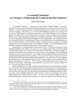 Covenantal Confusion? an Attempt to Understand the Confused and the Confusion