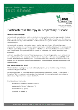 Corticosteroid Therapy in Respiratory Disease