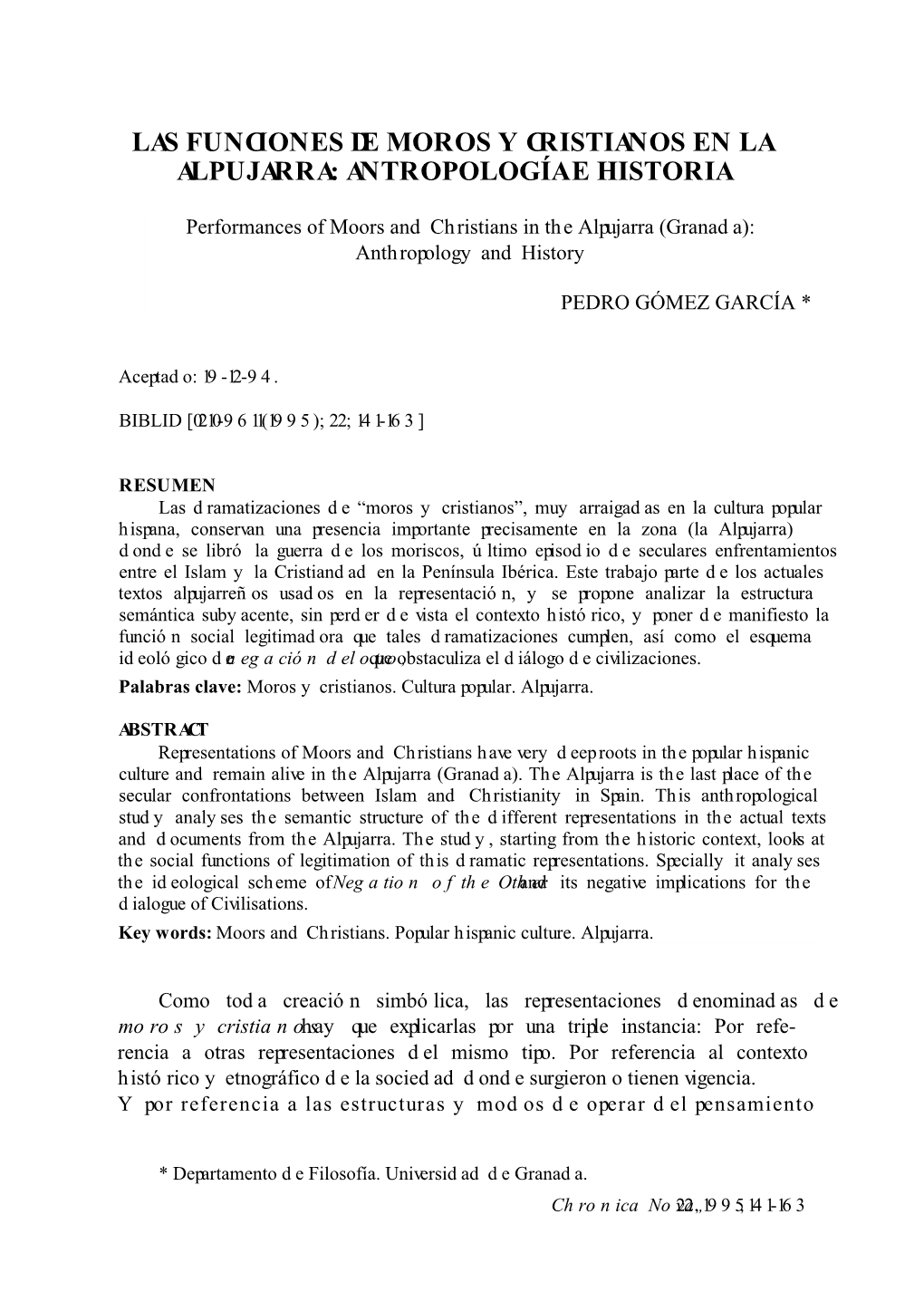 Las Funciones De Moros Y Cristianos En La Alpujarra: Antropología E Historia