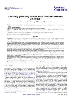 Simulating Gamma-Ray Binaries with a Relativistic Extension of RAMSES? A