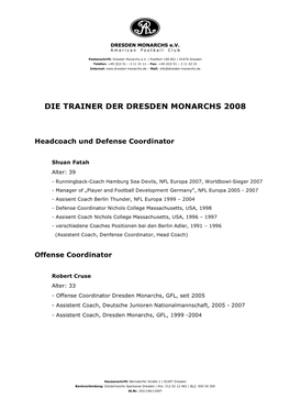 Die Trainer Der Dresden Monarchs 2008
