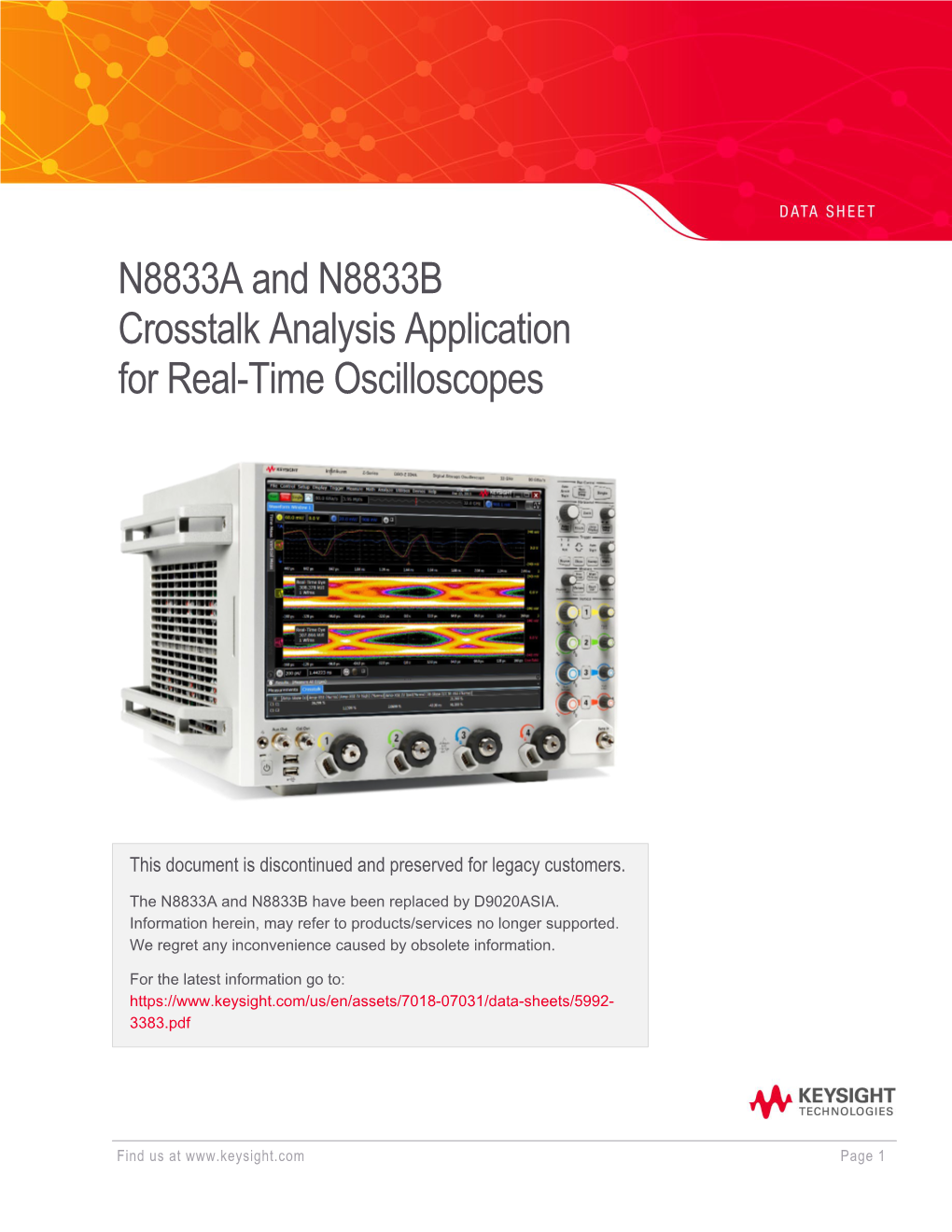 N8833A and N8833B Crosstalk Analysis Application for Real-Time Oscilloscopes