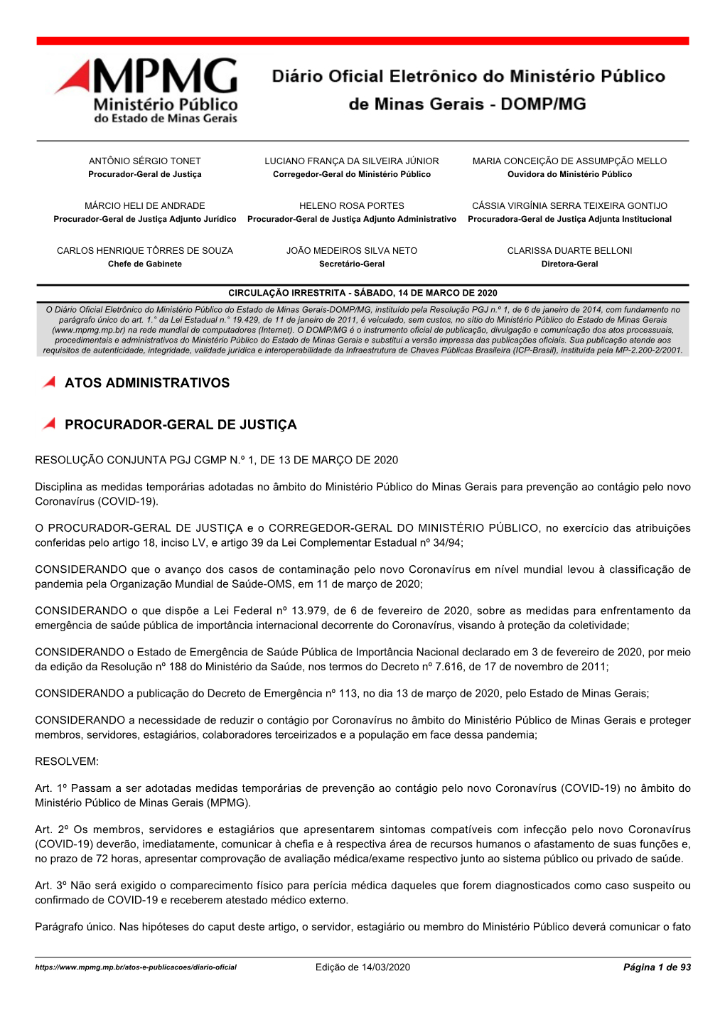 Atos Administrativos Procurador-Geral De Justiça