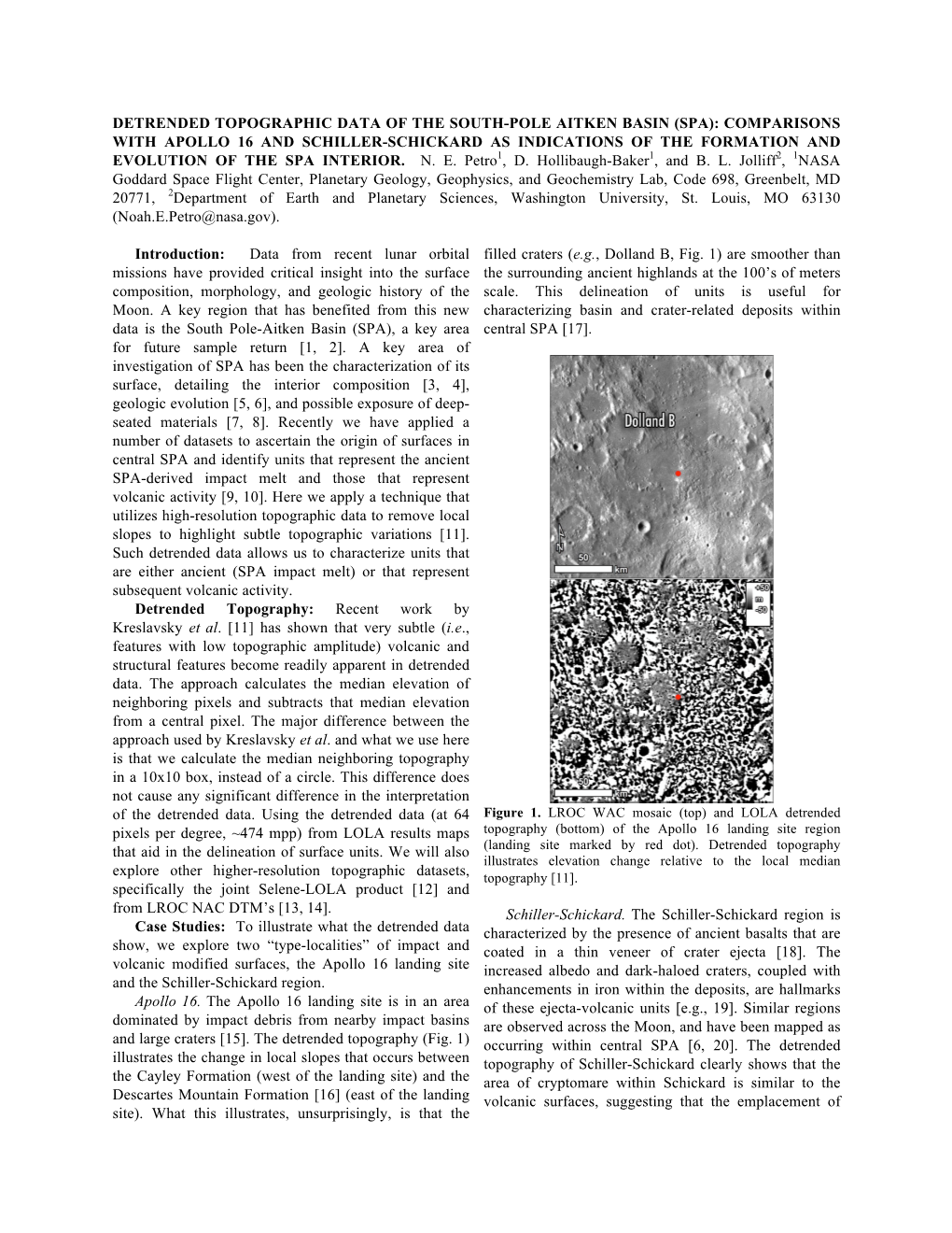 Detrended Topographic Data of the South-Pole Aitken