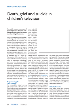 Death, Grief and Suicide in Children's Television