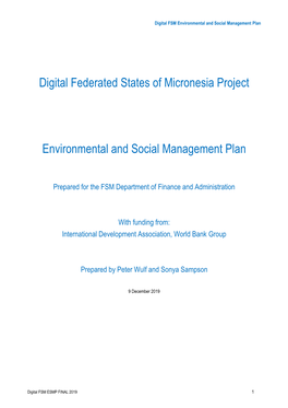Digital Federated States of Micronesia Project Environmental and Social