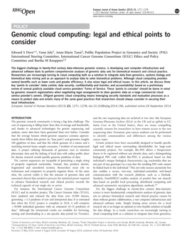 Genomic Cloud Computing: Legal and Ethical Points to Consider