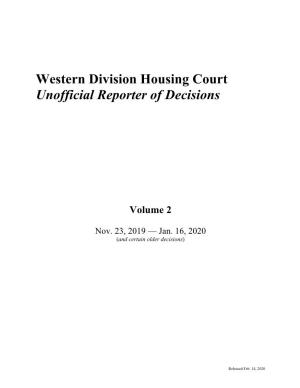 Western Division Housing Court Unofficial Reporter of Decisions