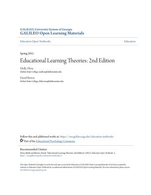 Educational Learning Theories: 2Nd Edition Molly Zhou Dalton State College, Mzhou@Daltonstate.Edu