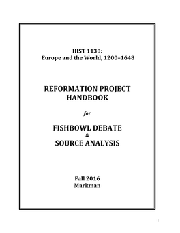 Reformation Project Handbook Fishbowl Debate