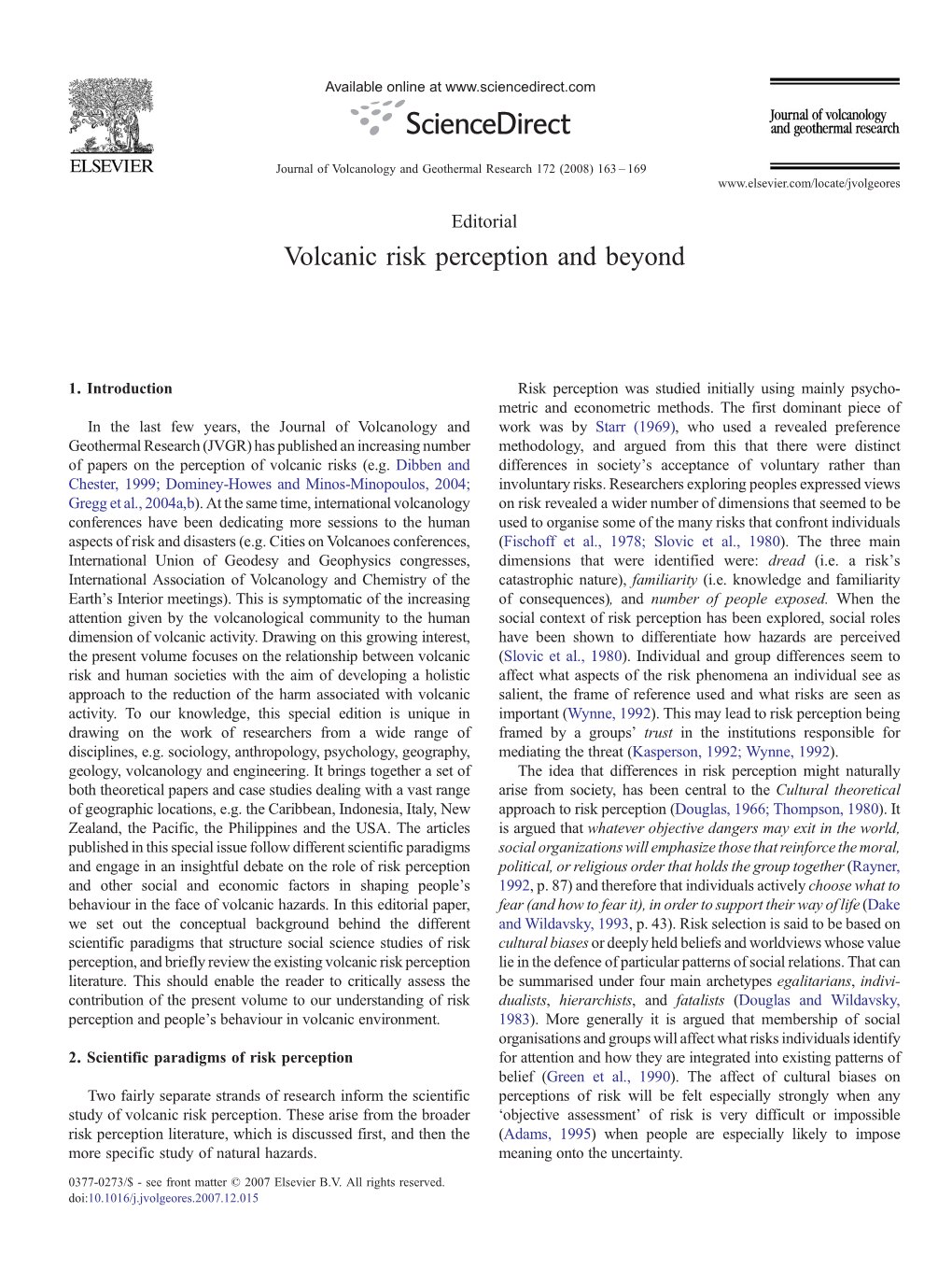 Volcanic Risk Perception and Beyond