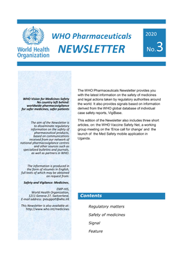 WHO Pharmaceuticals Newsletters