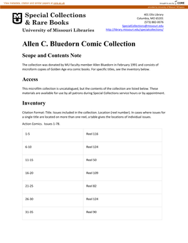Allen C. Bluedorn Comic Collection Scope and Contents Note