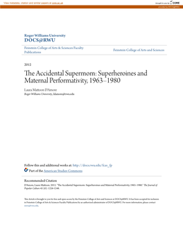 Superheroines and Maternal Performativity, 1963Â•ﬁ1980