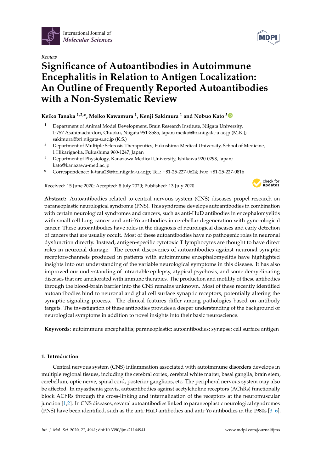 Significance of Autoantibodies in Autoimmune Encephalitis In