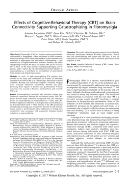 Effects of Cognitive-Behavioral Therapy (CBT) on Brain Connectivity Supporting Catastrophizing in Fibromyalgia