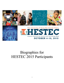 Biographies for HESTEC 2015 Participants