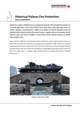 Historical Palaces Fire Protection in South Korea