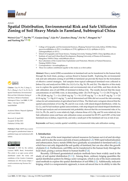 Spatial Distribution, Environmental Risk and Safe Utilization Zoning of Soil Heavy Metals in Farmland, Subtropical China
