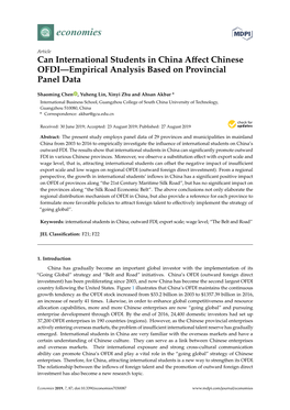 Can International Students in China Affect Chinese OFDI—Empirical