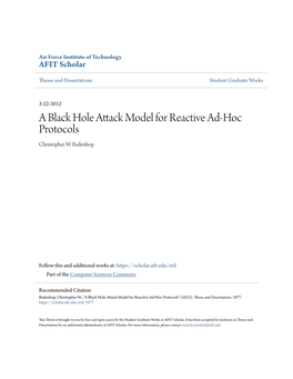 A Black Hole Attack Model for Reactive Ad-Hoc Protocols Christopher W