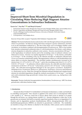 Improved Short-Term Microbial Degradation in Circulating Water Reducing High Stagnant Atrazine Concentrations in Subsurface Sediments