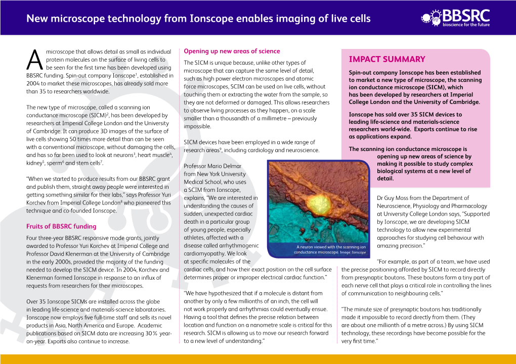 New Microscope Technology from Ionscope Enables Imaging of Live Cells