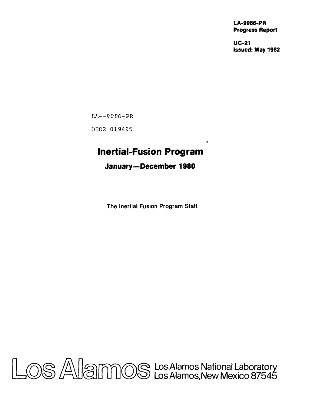 Inertial-Fusion Program Los Alamos National Laboratory Los Alamos