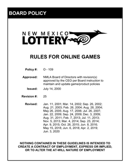 Rules for Online Games
