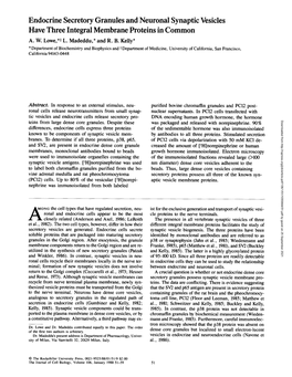 Endocrine Secretory Granules and Neuronal Synaptic Vesicles Have Three Integral Membrane Proteins in Common A