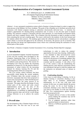 Implementation of a Computer Assisted Assessment System N