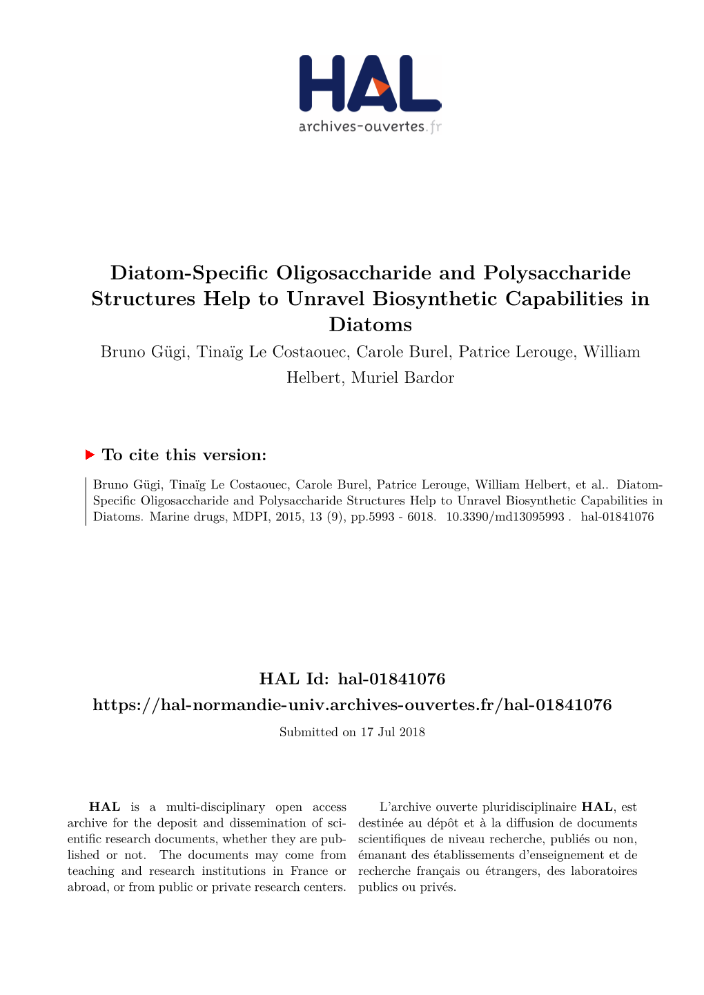 Diatom-Specific Oligosaccharide And