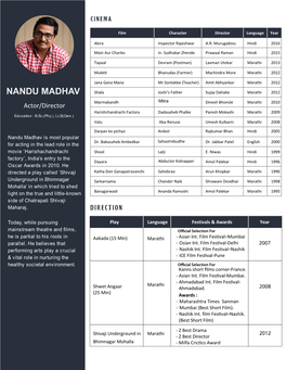 New Update Nandu Madhav Profile