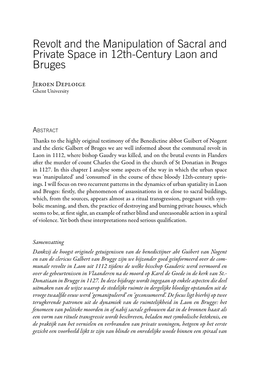 Revolt and the Manipulation of Sacral and Private Space in 12Th-Century Laon and Bruges